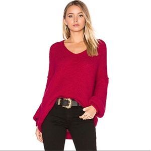 Free People All Mine Slouchy Alpaca Blend Sweater Raspberry Pink Large Oversized